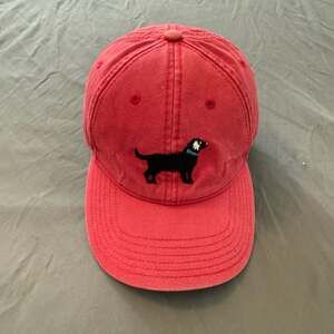 Harding Lane Black Labrador Dog Needlepoint Adjustable Cotton Hat Red Cap